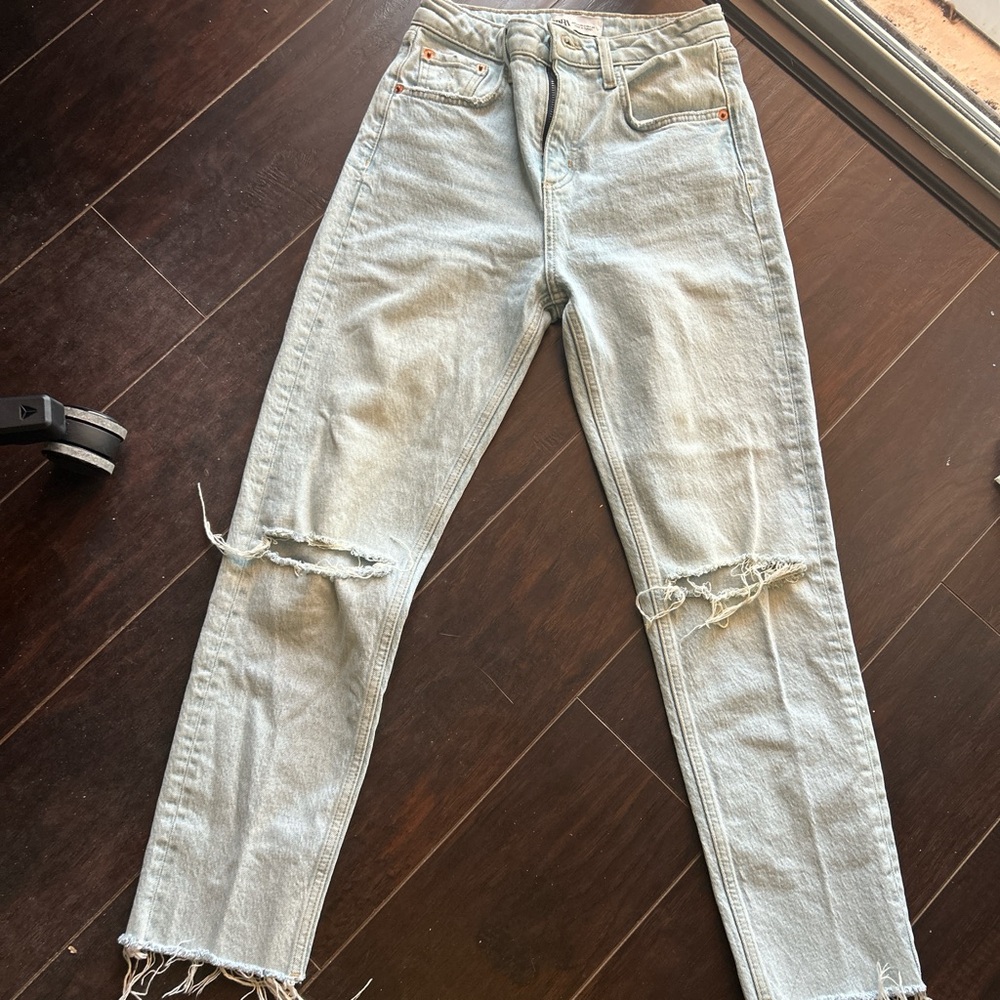 Zara Light Blue Straight Leg Jeans